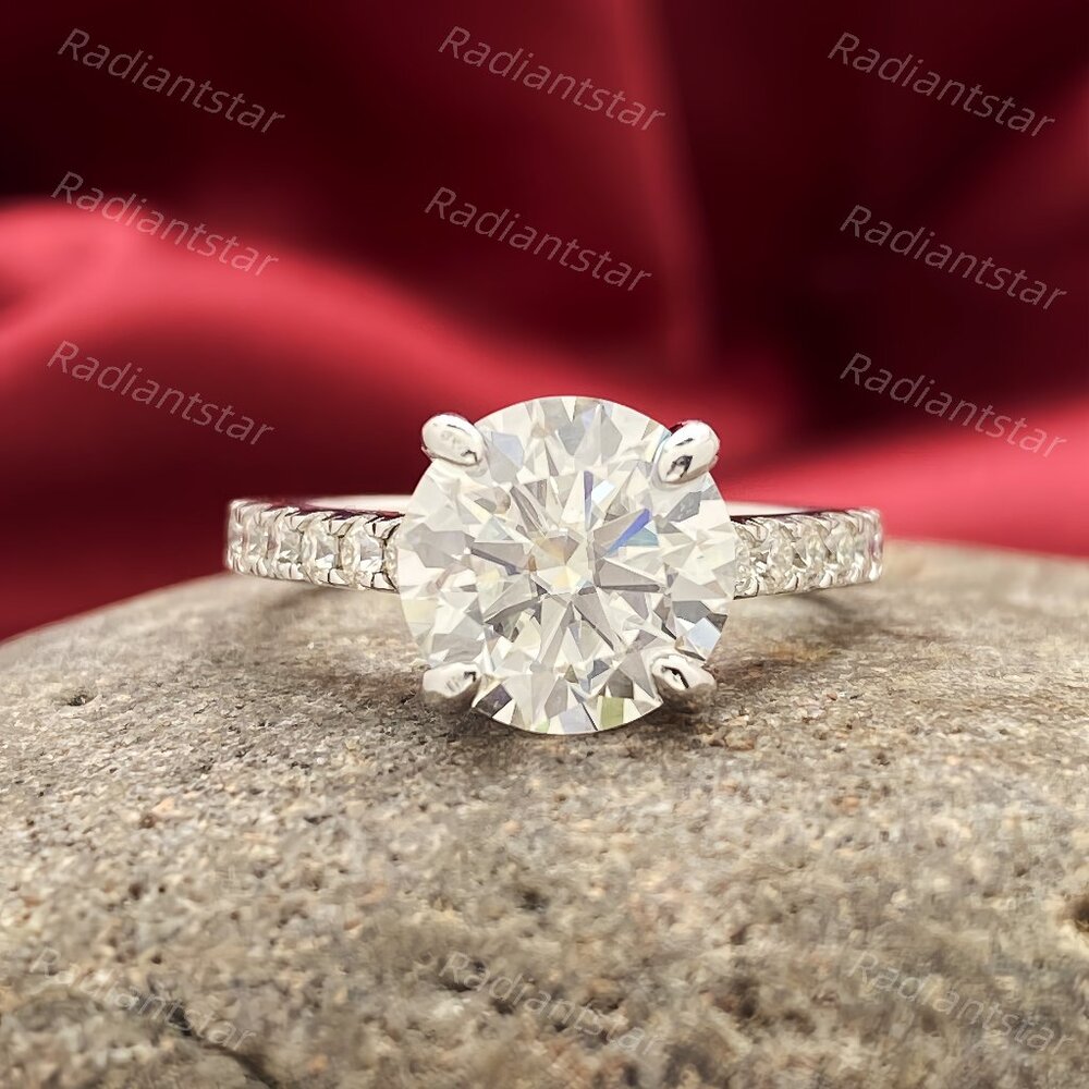 NEW Certified 3.54 ct. t.w. Moissanite Cathedral Setting 4 Prong Ring